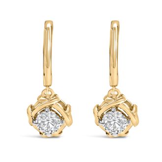 House of Brilliance 10K Yellow Gold Plated.925 Sterling Silver 1.0 Cttw Lab Grown Diamond Woven Drop Earrings