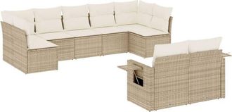 vidaXL Set De Sof&aacute;s De Jard&iacute;n 9 Pzas Con Cojines Rat&aacute;n Sint&eacute;tico Beige Vidaxl