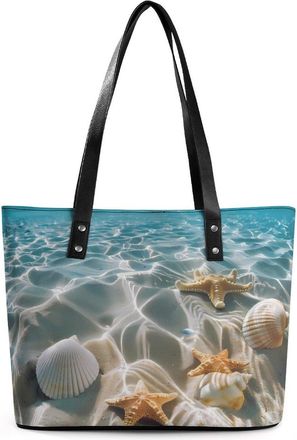 Generic Starfish And Seashell on The Beach Tote Bags for Women Cute Shoulder Purses Handbags