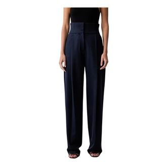Elisabetta Franchi Gabardine Wijde Broek - Dames - Broeken - Blauw - Maat: XS Gabardine
