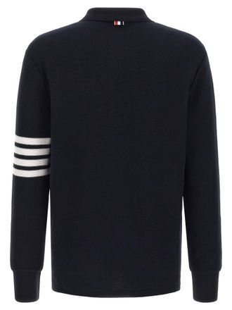 Thom Browne Textured Piqu&eacute; Cotton Polo - Navy