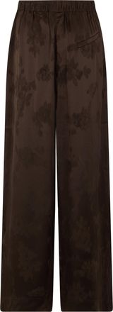 Ganni Womens Trousers, Satin Straight, Elastic Waistband Demitasse Acetate Straight Trousers