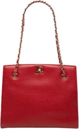 Chanel Pre-owned Vintage Tote - Dames - Vintage Schoudertas - Rood - ONE Size - Leer - Vintage