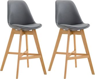 Clp Set De 2 Taburetes Cannes En Simil Cuero Gris Natural