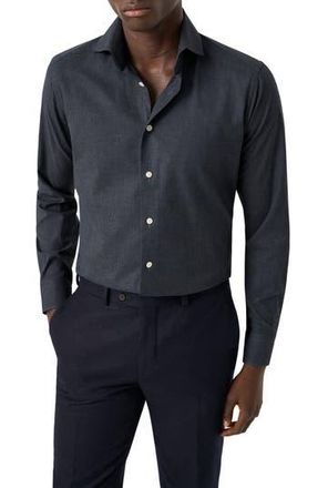 Eton Contemporary Fit Houndstooth Flannel Dress Shirt in Dark Blue at Nordstrom Rack, Size 15.5