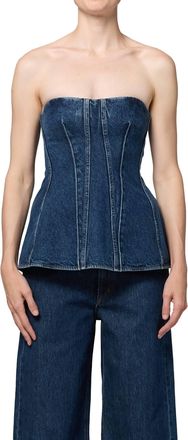 A Gold E Lara Sleeveless Denim Corset Top In Form