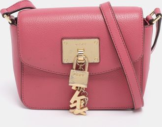 DKNY Dkny Pink Leather Small Elisa Crossbody Bag