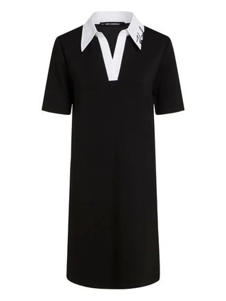 Karl Lagerfeld signature-collar polo dress - women - Viscose/Polyester/Cotton/Elastane - S - Black