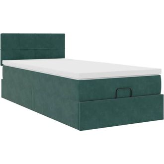 vidaXL Estructura De Cama Otomana Colch&oacute;n Terciopelo Verde Oscuro Vidaxl