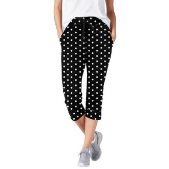 Generic Joggers Pant Womens Casual Trouser Polka Dot Cropped Trousers Ladies 3/4 Capri Pant Casual Stretch Comfortable Holiday Beach Pants Summer Lightweight 