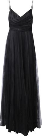 Fabiana Filippi Geplooide Tule Maxi Jurk - Dames - Maxi kleedjes - Zwart - S - Tule - Kleedjes