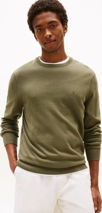Tommy Hilfiger Rundhalspullover »ESSENTIAL COTTON CREW NECK« 100% Baumwolle Crewneck Regular Fit Premium Mode
