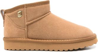 Liu Jo Beige Su&egrave;de Enkellaarzen met Logo - Dames - Winterlaarzen - Beige - 35 EU - Su&egrave;de - Schoenen