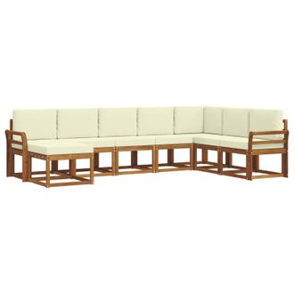 vidaXL Conjunto De Sof&aacute;s De Exterior Con Coj&iacute;n 8 Pcs Natural Y Crema Vidaxl