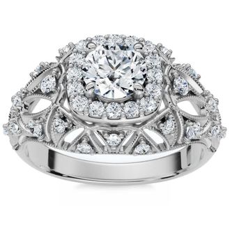 Pompeii3 1 Ct Diamond Vintage Engagement Ring Lab Grown in 14k White Yellow or Rose Gold