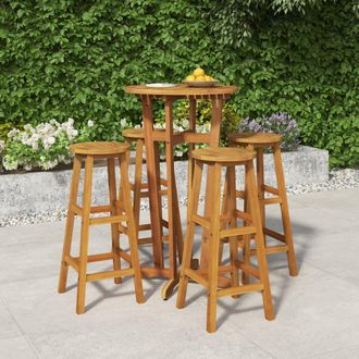 vidaXL Mesa Y Taburetes Altos De Jard&iacute;n 5 Pzas Madera Maciza Acacia Vidaxl