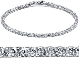 Pompeii3 3 Carat Round Cut Lab Grown Diamond Tennis Bracelet In 14k White Gold 7