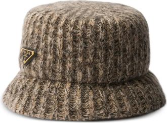 Prada Cappello bucket con logo - Marrone
