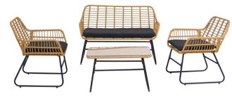 Nordlys Conjunto de jard&iacute;n de ratan y metal negro