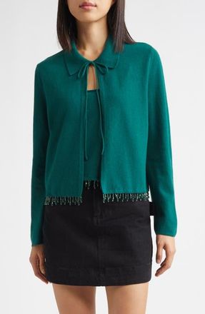 Bode Lodge Beaded Cashmere Cardigan in Dark Green at Nordstrom, Size X-Small