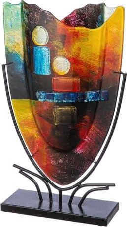 GILDE GLAS art große Deko Vase - handbemalte Glasvase mit Metall Ständer - Dekoration Wohnzimmer Höhe 49 cm Mehrfarbig ab 99,99 €