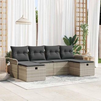 vidaXL Vidaxl - Conjunto De Sof&aacute; De Jard&iacute;n 6 Pcs Gris Claro 251 X 117 X 85 Cm