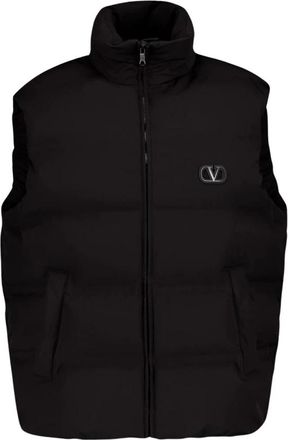 Valentino Garavani Zwarte Nylon Hooded Vest - Heren - Bodywarmers - Zwart - XL - Nylon - Jassen