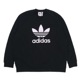 adidas Mens adidas originals Tresoil Crew Large Logo Sports Pullover Round Neck Black H06651