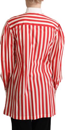 Dolce & Gabbana Womens Red White Striped Long Sleeves Formal Shirt Cotton