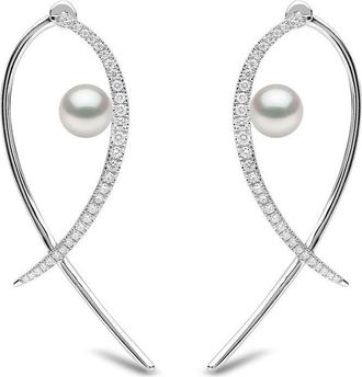 Yoko London 18kt white gold Sleek Akoya pearl and diamond earrings - women - Diamond/18kt White Gold/Akoya Pearl - One Size - Silver