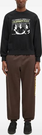 Aries Felpa girocollo con stampa - Nero