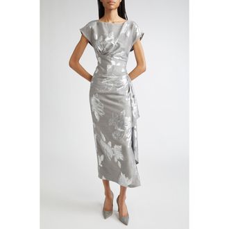Lela Rose Florence Metallic Jacquard Sheath Dress in Silver/Grey at Nordstrom, Size 10