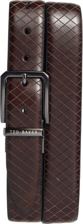 Ted Baker Reversible Embossed Leather Belt in Brown/black at Nordstrom Rack, Size 40