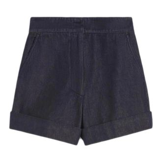 Max Mara Short Shorts, female, Blue, Size: 2XS Denim-look cotton shorts