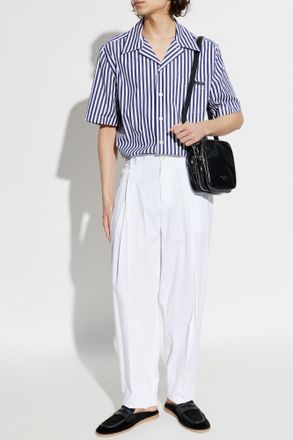 Dolce & Gabbana Cotton Pleated Trousers, Mens, White