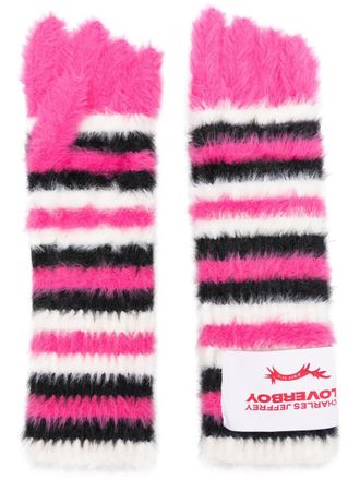 Charles Jeffrey Loverboy Gestreepte handschoenen - Roze