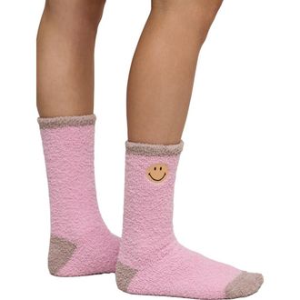 Barefoot Dreams CozyChic Smiley Assorted 2-Pack Ribbed Crew Socks in Feather Multi at Nordstrom