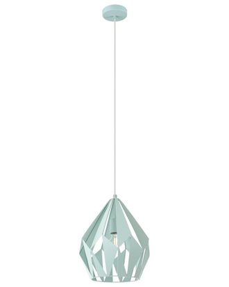 Eglo Eglo Carlton 1 Light Pendant With Pastel Green Finish & Pastel Green Geometric Metal Shade