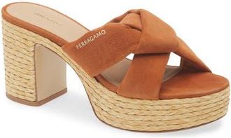 Ferragamo Douglas Platform Slide Sandal in Tan Suede at Nordstrom, Size 10.5