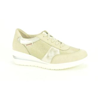 Mephisto Schoenen, Dames, Beige, 34 1/2 EU, Beige/Goud Stretch Sneakers