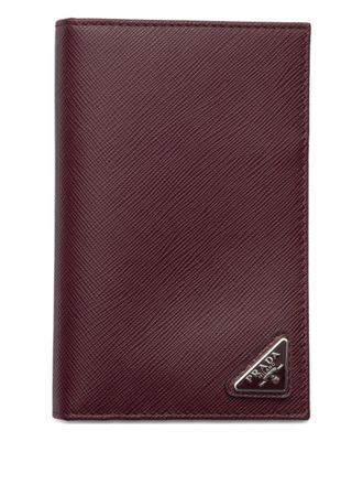 Prada logo leather passport holder - Red