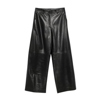 P.A.R.O.S.H. Maciock 26 Wide-Leg Cropped Pants - Dames - Leren Broeken - Zwart - XS - Leer - Broeken