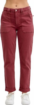 Judy Blue High Waist Aurora Weekender Cuffed Pants In Burgundy