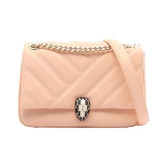 Bulgari Pre-owned Serpenti Cabochon Lederen Schoudertas - Dames - Pre-owned - Roze - Maat: ONE Size Leer