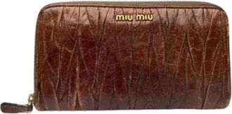 Miu Miu Pre-owned Leren Portemonnee - Dames - Vintage Accessoires - Bruin - ONE Size - Leer - Vintage