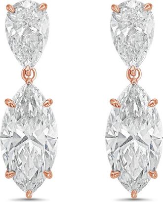 Diana M. Jewels 14KW RG 15.00 Ct TW of Lab grown pear and marquise shape diamond drop earrings
