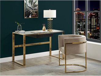 Pascal Morabito Sedia con braccioli Velluto e Metallo Beige e Dorato - PERIA di Pascal MORABITO