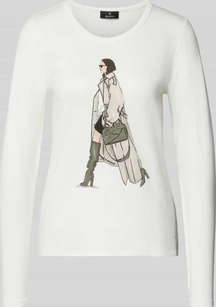 Monari Longsleeve mit Motiv-Print in Weiss, Größe 34