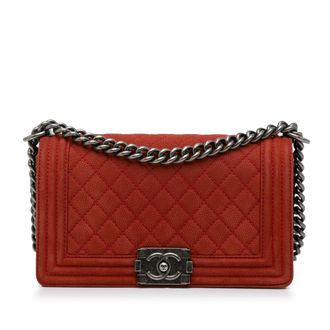 Chanel Jongen Flap Bag Geverfde Leer