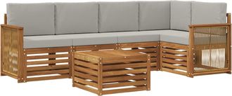 vidaXL Conjunto De Sof&aacute;s De Exterior 6 Uds. Natural Y Gris Claro Vidaxl